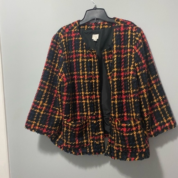 A New Day Cropped Tweed Fringed Plus Size Jacket/Blazer - Picture 11 of 13